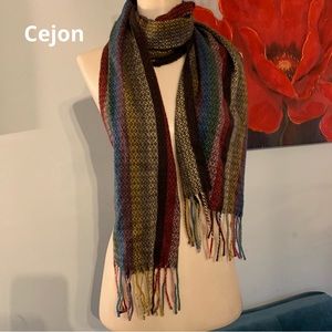 Cejon Accessories Cejon Italian Acrylic Diamond Rainbow Fringed Scarf 75x11